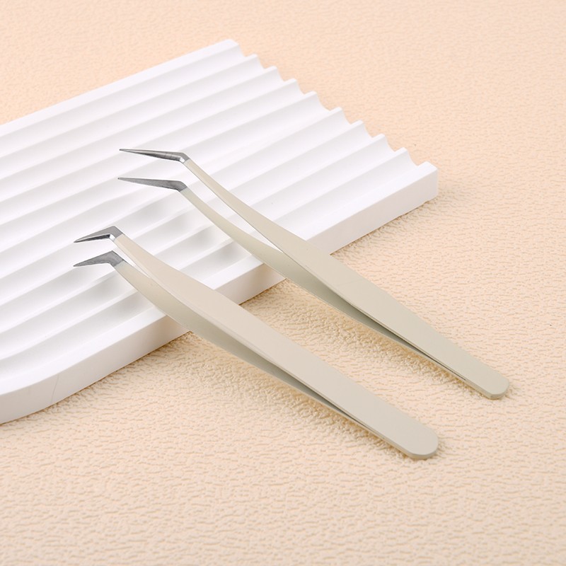 Professional Stainless Steel Fiber Lash Tweezers Pointed Tip Titanium Eyelash Extensions Applicator High Precision