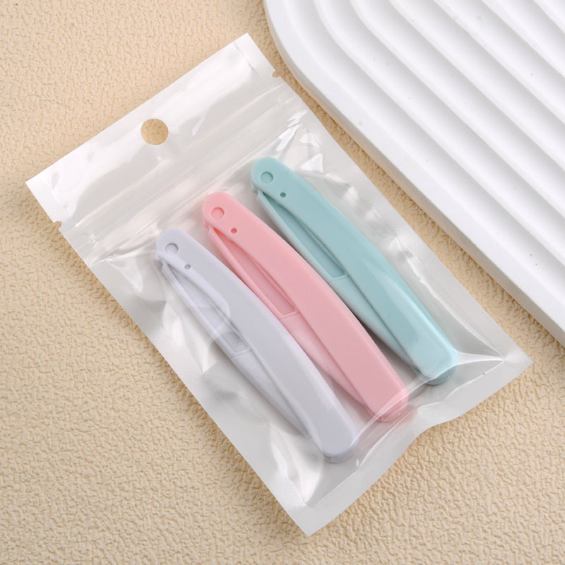 3pcs Foldable Women's Eyebrow Trimmer Replaceable Blade Scratch-Resistant Safety Beauty Tool
