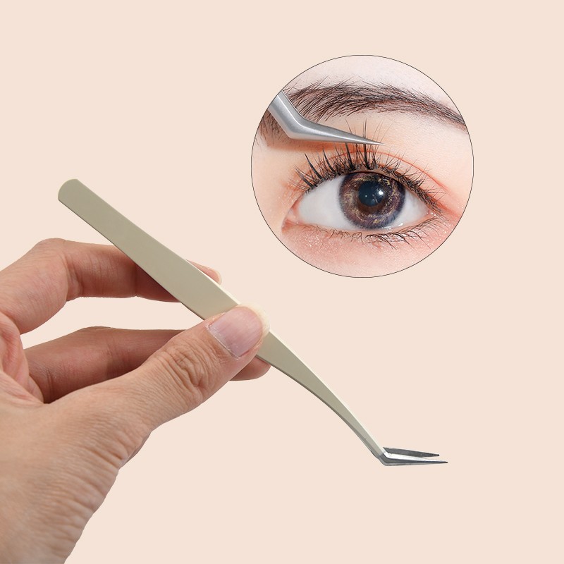 Professional Stainless Steel Fiber Lash Tweezers Pointed Tip Titanium Eyelash Extensions Applicator High Precision