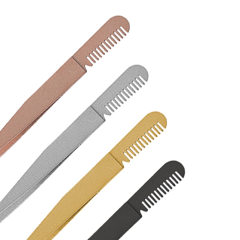 Professional Shipping Stainless Steel Eyelash Tweezers Private Label Eyebrow Grooming Tweezer With Comb