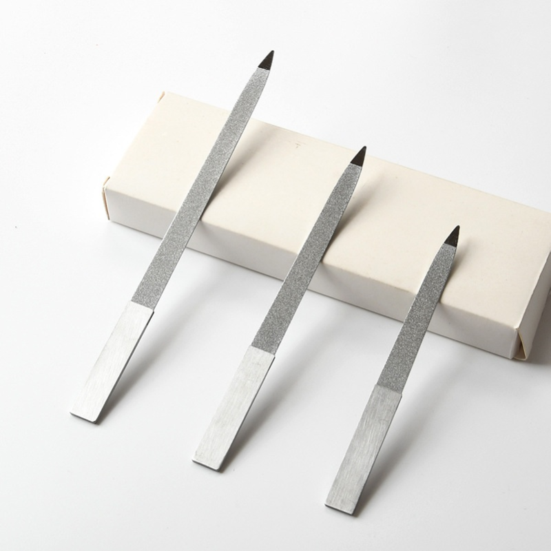 12.8-18CM Double-Sided Nail File with Stainless Steel Square Handle Sanding Coating Cuticle Removal for Nail Care Manicure