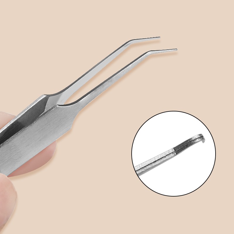 Black Antistatic Tweezers Stainless Steel Safe Cell Clip Pointed Tweezers