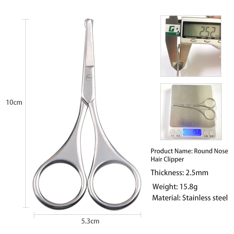 Factory Supplies Stainless Steel Beauty Tools Straight Blade Nail and Nose Hair Safe Scissors with Round Head Makeup Scissors