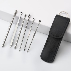 Customized 6pcs Metal Earpick Sticks Ear Cleanser Spoon Earwax Remover Set Ear Pick Cleaning Tools for Beauty & Personal Care