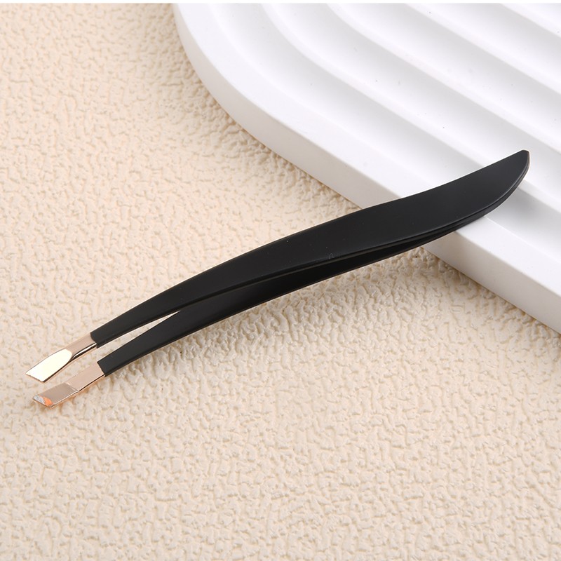 Stainless Steel Lash Tweezers with Slanted Tip Pointed Beauty Tool for Eyebrow Shaping and Eyelash Extension