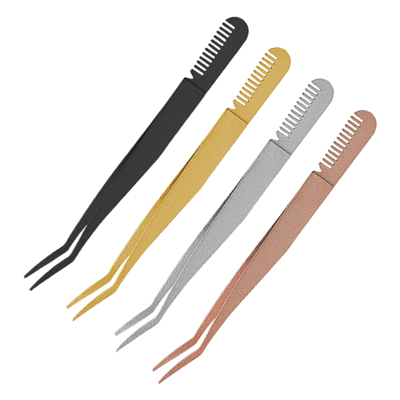 Professional Shipping Stainless Steel Eyelash Tweezers Private Label Eyebrow Grooming Tweezer With Comb