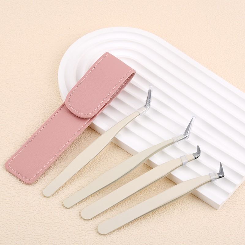 Professional Stainless Steel Fiber Lash Tweezers Pointed Tip Titanium Eyelash Extensions Applicator High Precision