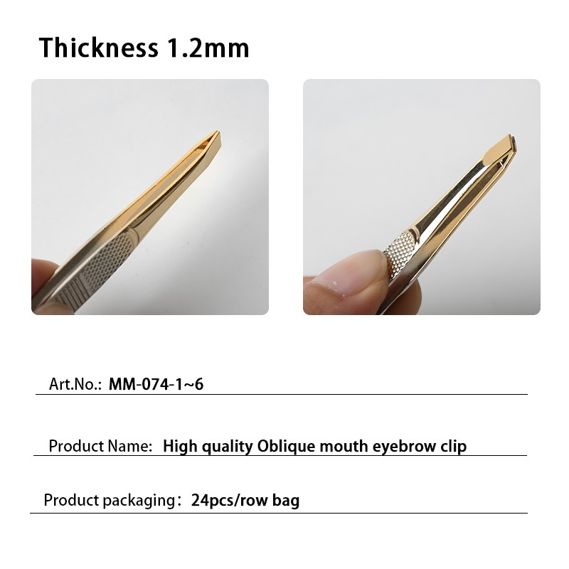 Precision Gold Slant Tip Gold-Plated Stainless Steel Eyebrow Tweezers Hair Plucker for Hair Removal Tool