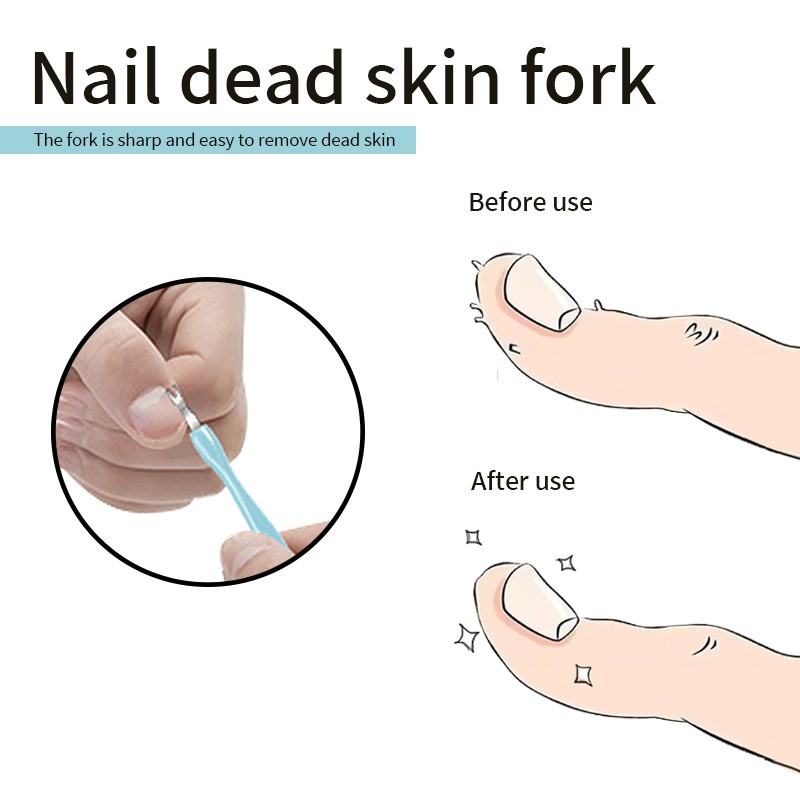12pcs Professional Nail Cuticle Remover Dead Skin Nail Tool Cuticle Pusher Fork Plastic Nail Cuticle Trimmer Set
