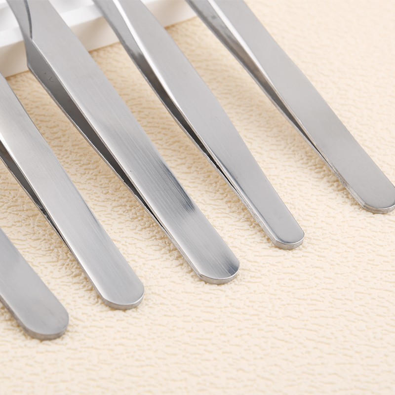 Custom logo Stainless Steel Eyelash and Eyebrow Tweezers Curved & Straight Tip Metal Material