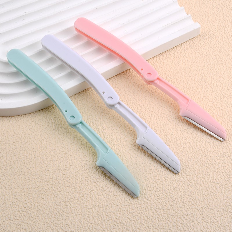 3pcs Foldable Women's Eyebrow Trimmer Replaceable Blade Scratch-Resistant Safety Beauty Tool