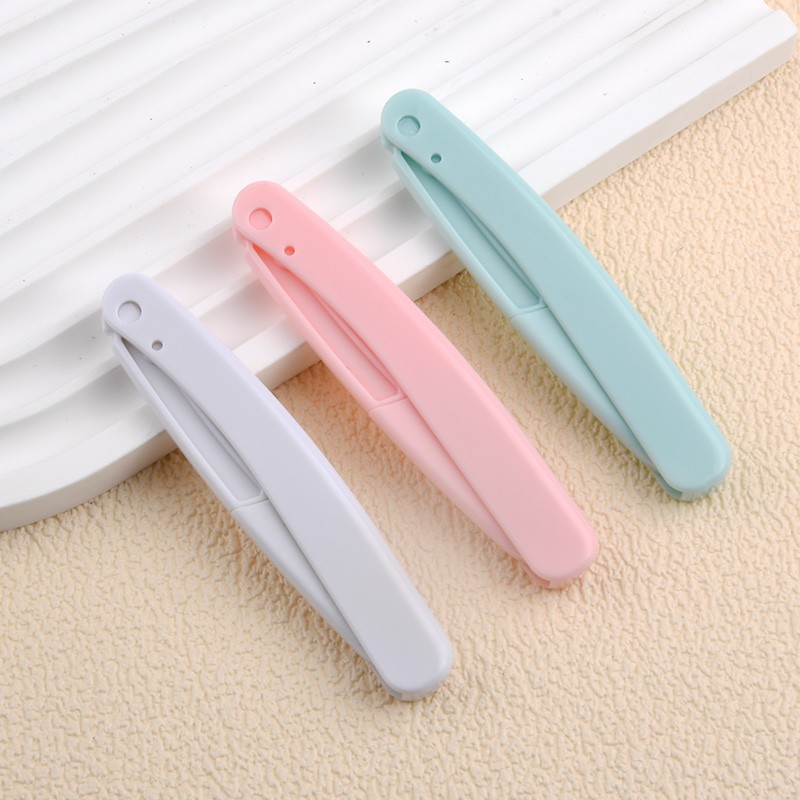 3pcs Foldable Women's Eyebrow Trimmer Replaceable Blade Scratch-Resistant Safety Beauty Tool