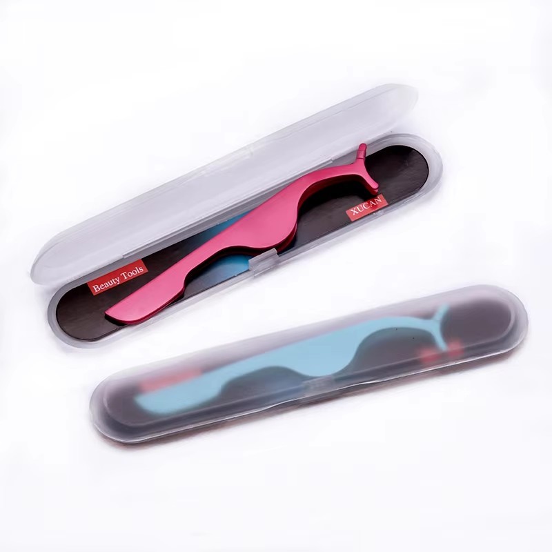 Metal False Eyelash Tweezers Stainless Steel False Lash Wearing Applicators Lash Pliers