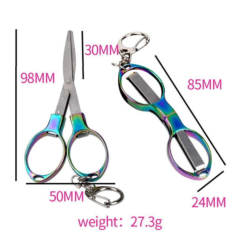 Hot Selling Stainless Steel Material Mini Colorful Folding Scissors  Pocket Portable Travel Scissors  Wholesale