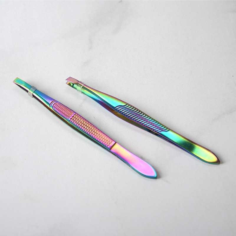 Precision Gold Slant Tip Gold-Plated Stainless Steel Eyebrow Tweezers Hair Plucker for Hair Removal Tool