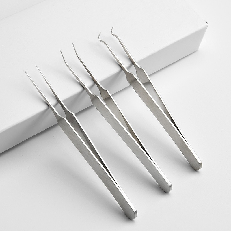 Black Antistatic Tweezers Stainless Steel Safe Cell Clip Pointed Tweezers