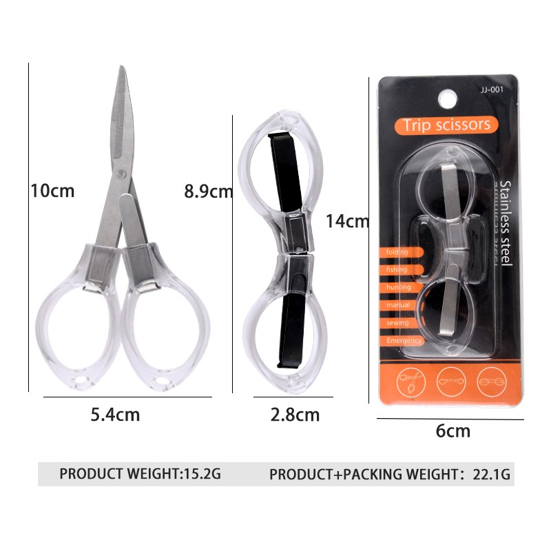 Mini Stainless Steel Scissors Smooth Edge DIY Grade for Travel Folding Eyeglasses Fishing Tailor Laser Purposes Plastic Handle