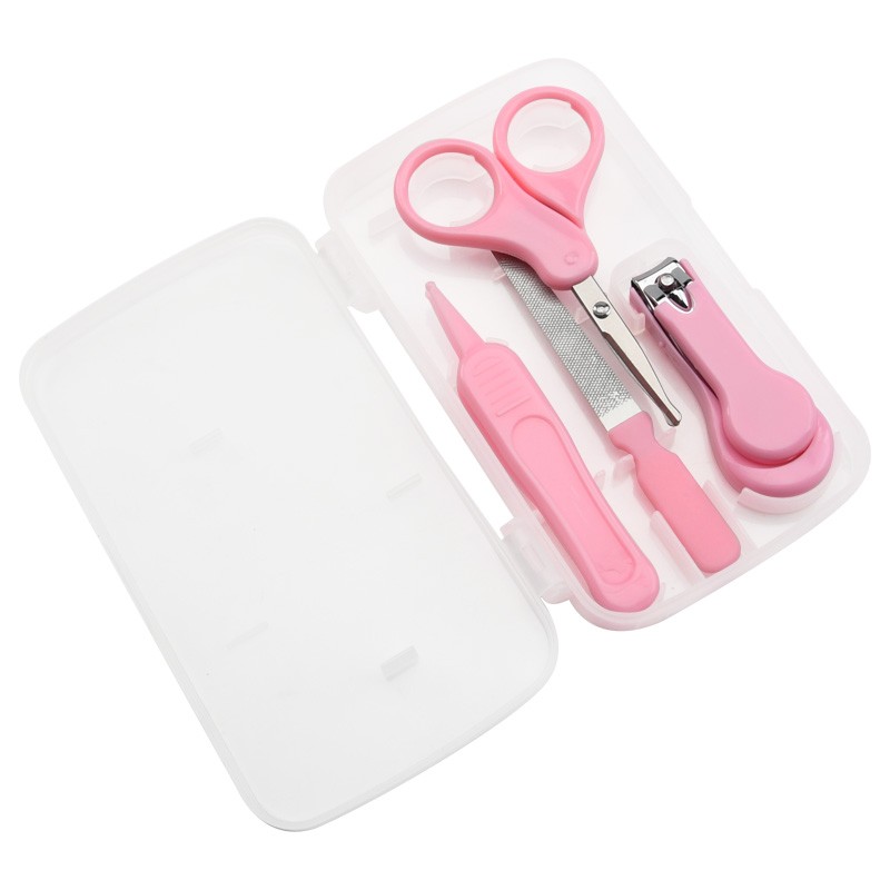 4 in 1 Baby Nail Manicure Pedicure Grooming Care Kit Clippers Scissors File Tweezers Child Safety Nail Clippers
