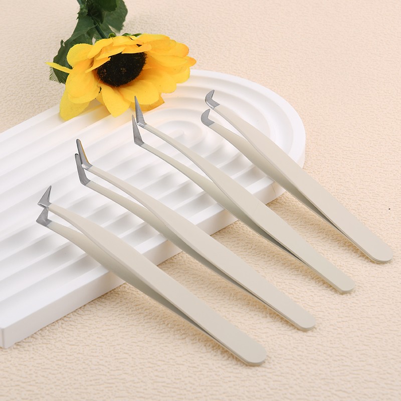 Professional Stainless Steel Fiber Lash Tweezers Pointed Tip Titanium Eyelash Extensions Applicator High Precision