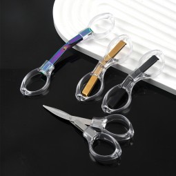 Mini Stainless Steel Scissors Smooth Edge DIY Grade for Travel Folding Eyeglasses Fishing Tailor Laser Purposes Plastic Handle