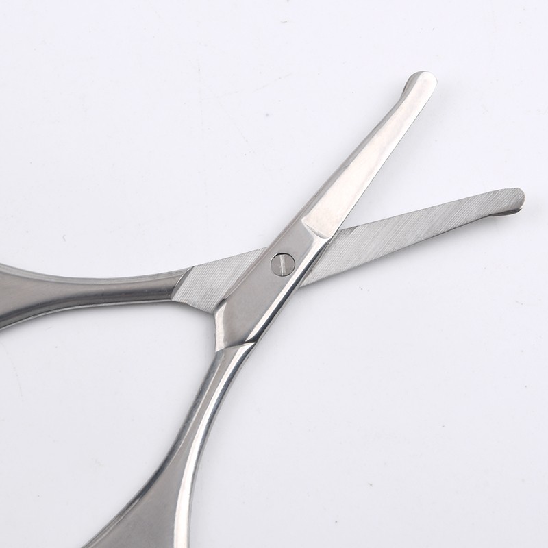 Factory Supplies Stainless Steel Beauty Tools Straight Blade Nail and Nose Hair Safe Scissors with Round Head Makeup Scissors