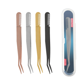 Professional Shipping Stainless Steel Eyelash Tweezers Private Label Eyebrow Grooming Tweezer With Comb