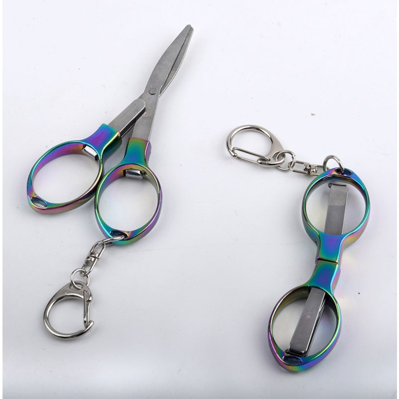 Hot Selling Stainless Steel Material Mini Colorful Folding Scissors  Pocket Portable Travel Scissors  Wholesale