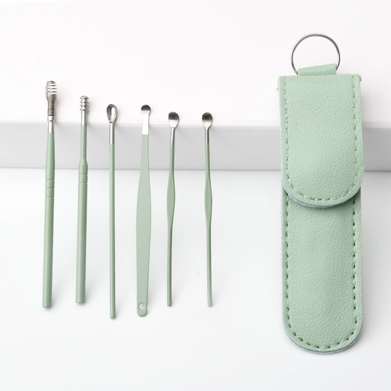 Customized 6pcs Metal Earpick Sticks Ear Cleanser Spoon Earwax Remover Set Ear Pick Cleaning Tools for Beauty & Personal Care