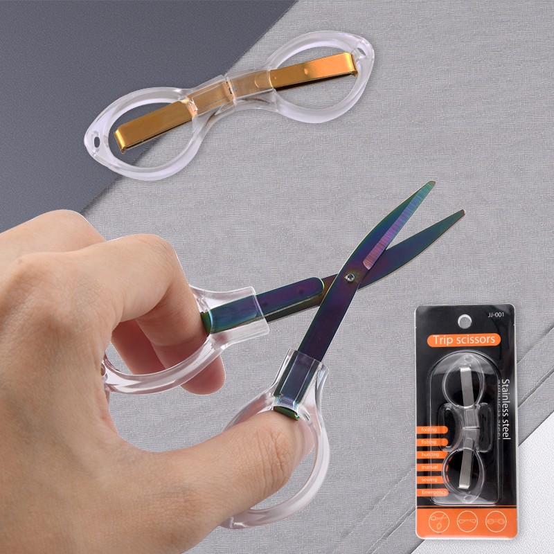Mini Stainless Steel Scissors Smooth Edge DIY Grade for Travel Folding Eyeglasses Fishing Tailor Laser Purposes Plastic Handle