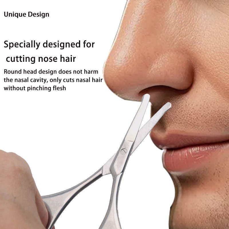 Factory Supplies Stainless Steel Beauty Tools Straight Blade Nail and Nose Hair Safe Scissors with Round Head Makeup Scissors