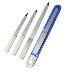 12.8-18CM Double-Sided Nail File with Stainless Steel Square Handle Sanding Coating Cuticle Removal for Nail Care Manicure