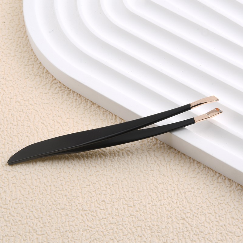 Stainless Steel Lash Tweezers with Slanted Tip Pointed Beauty Tool for Eyebrow Shaping and Eyelash Extension