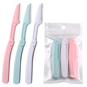 3pcs Foldable Women's Eyebrow Trimmer Replaceable Blade Scratch-Resistant Safety Beauty Tool
