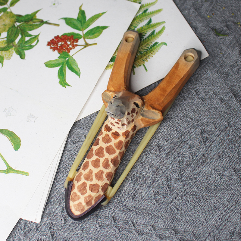 Slingshot Toy - Wood Carving Cartoon