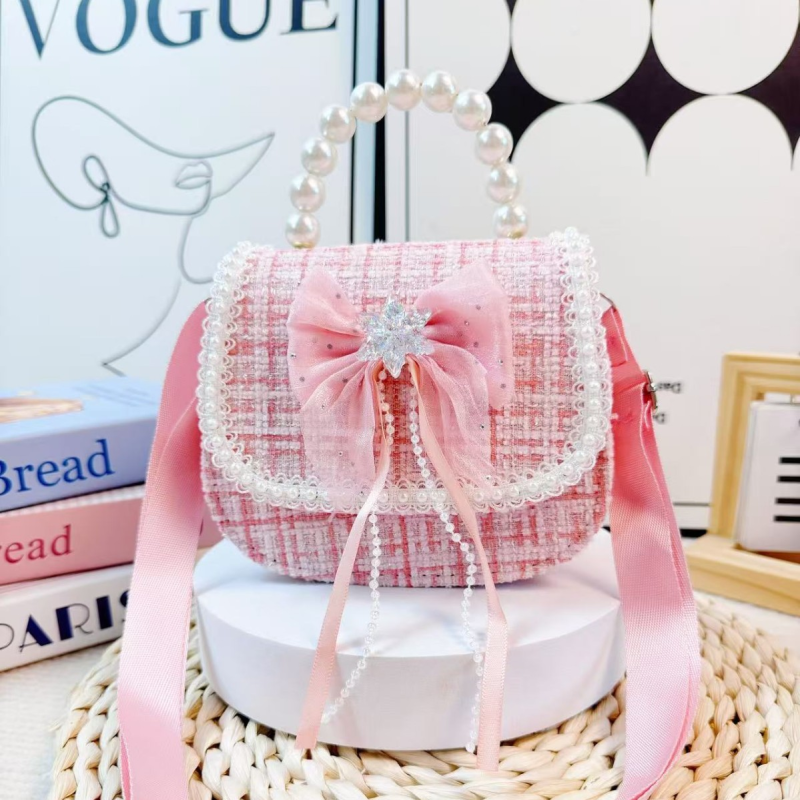 Girls Bag - Butterfly Pearl Handle