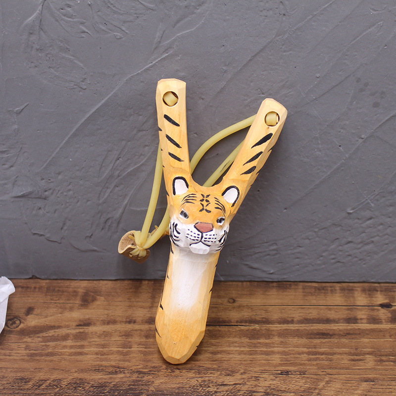 Slingshot Toy - Wood Carving Cartoon