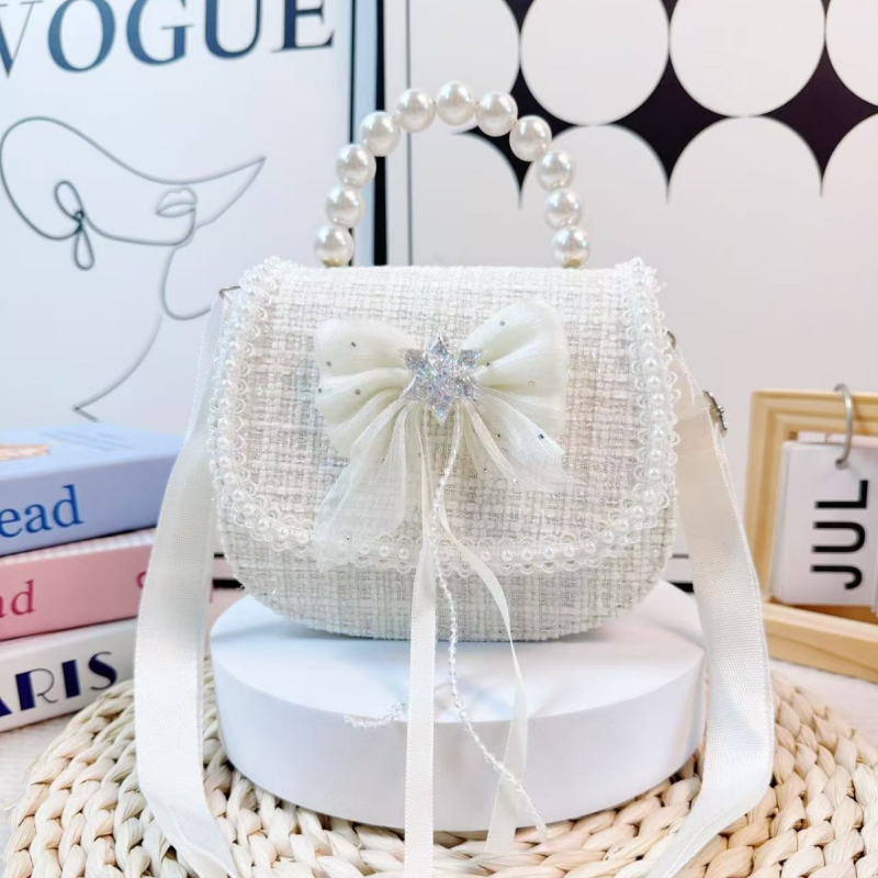 Girls Bag - Butterfly Pearl Handle