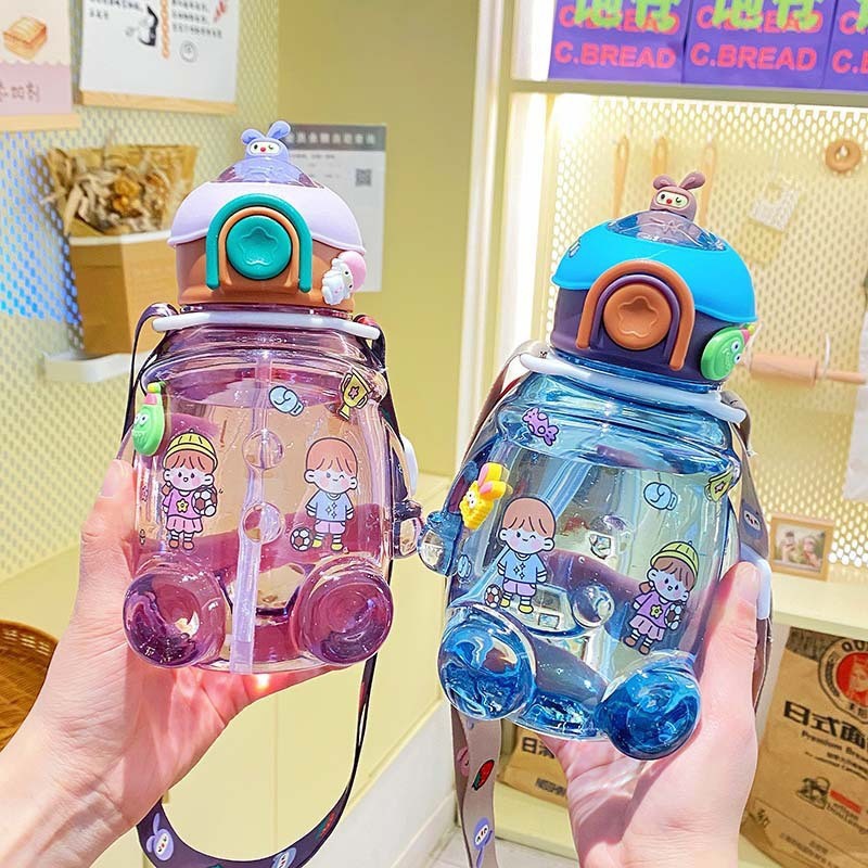 Kids Water Bottle Manufacturer - OEM Kawaii Plastic Bottle with Straw