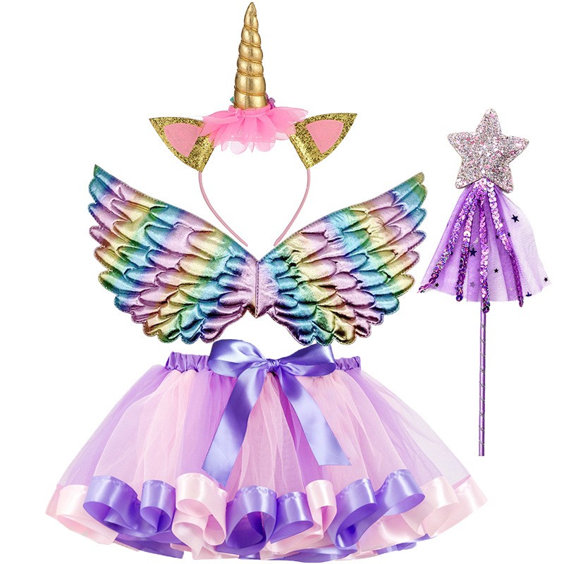 Children's Tutu Skirt Supplier - OEM Angel Wings Stage Costume Suit