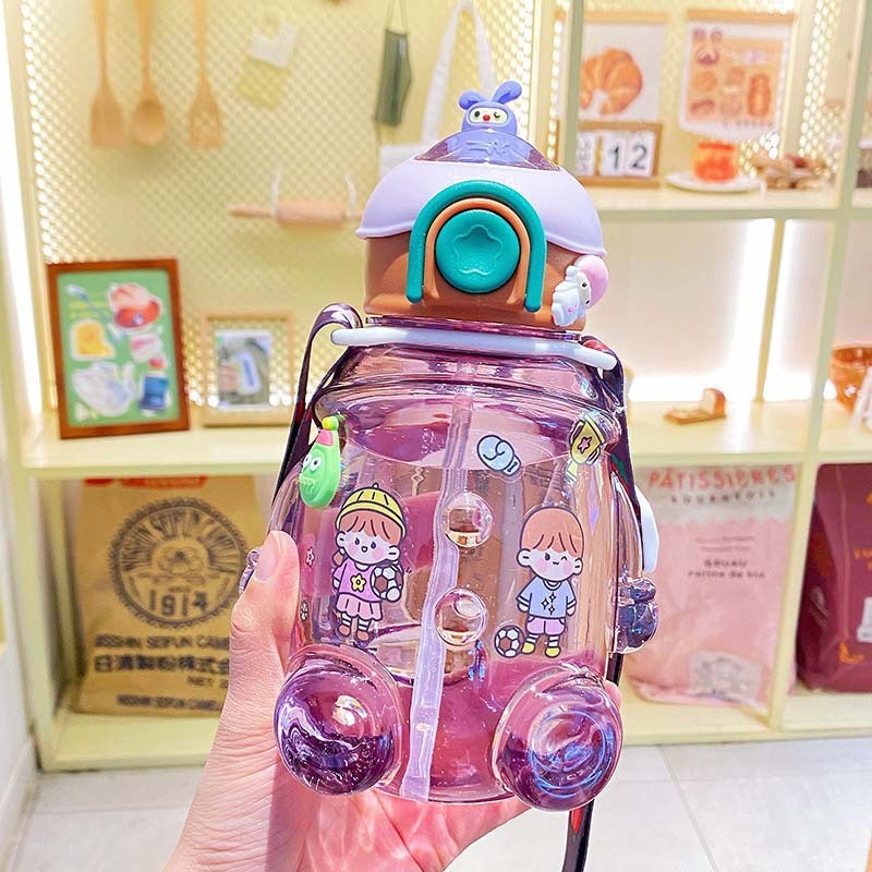 Kids Water Bottle Manufacturer - OEM Kawaii Plastic Bottle with Straw
