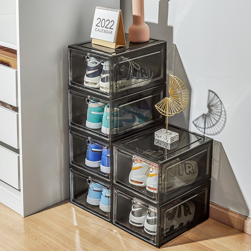 Sneaker Storage Boxes Manufacturer - OEM 12 Pack Drop Front Stackable Plastic