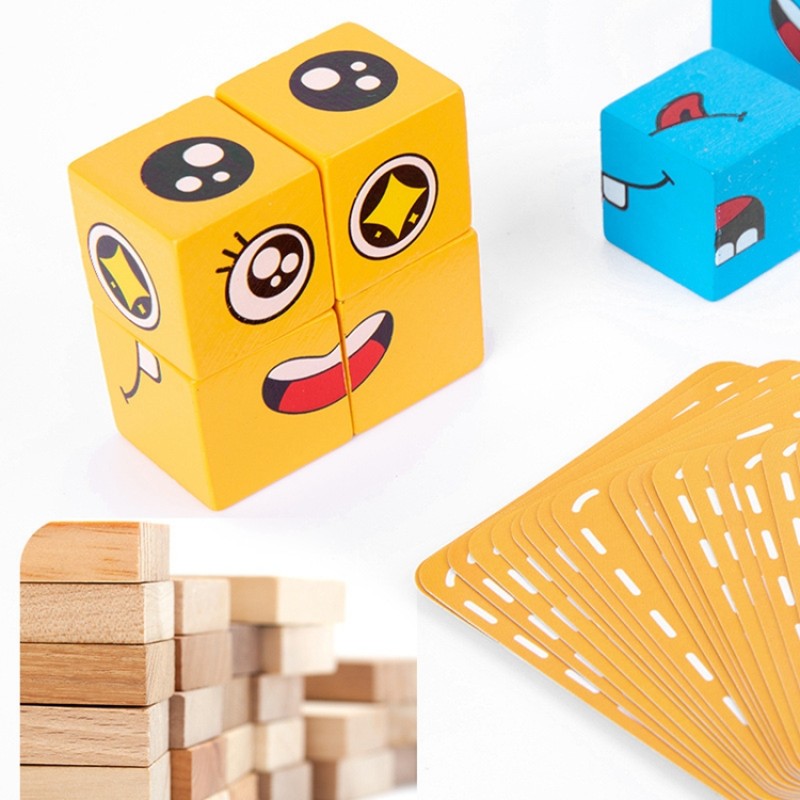 Wooden Building Blocks Supplier - OEM Children's Early Education Face-changing Cube