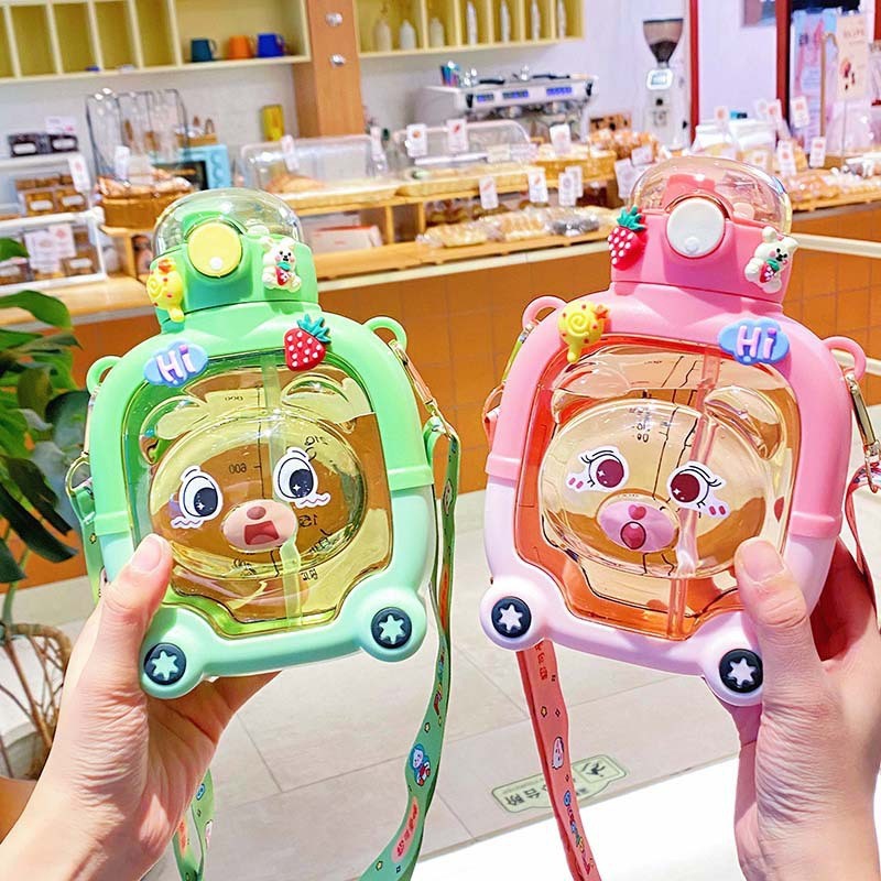 Plastic Water Bottle Supplier - OEM Cute Kids Bottle with Straw