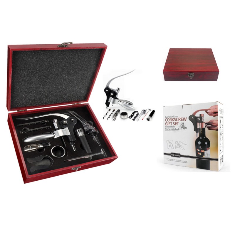 Wine Opener Gift Set Supplier - OEM Wooden Box Corkscrew Set Accessory