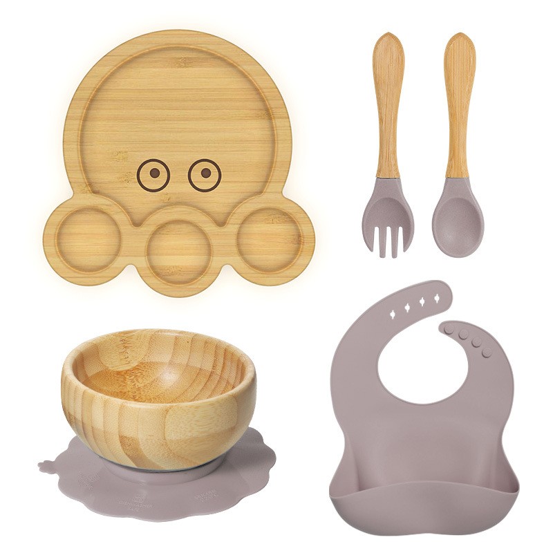 Wooden Dinner Set - Bamboo Suction