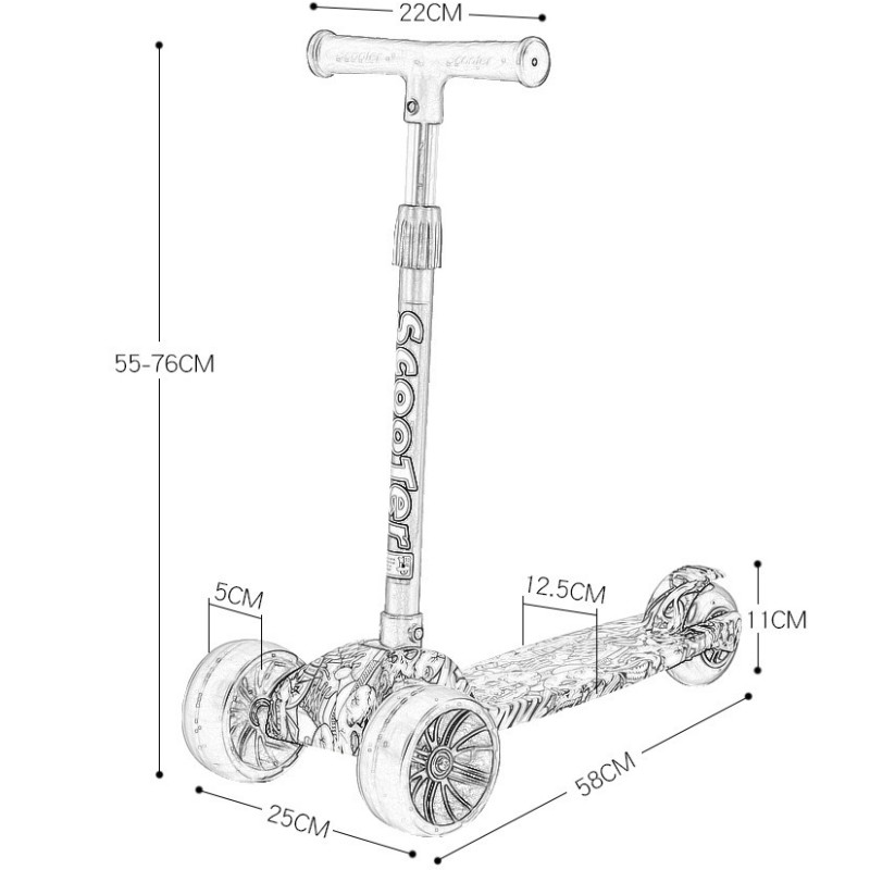 Kick Scooter - Light up Adjustable