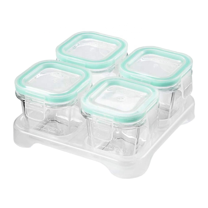 Baby Food Storage Box Supplier - OEM 90ml 3oz Sealed Plastic Glass 4 Pack