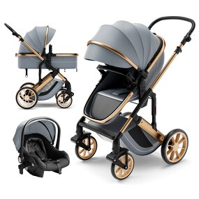 Baby Stroller Supplier - OEM Luxury Lightweight 4 Wheel 3 in 1 Foldable