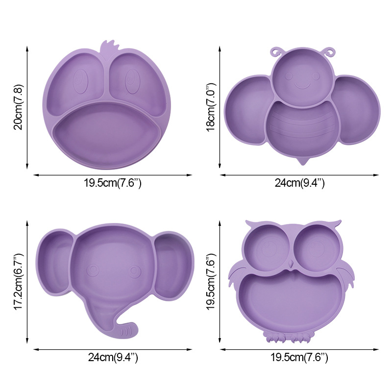 Children's Divided Plate Supplier - OEM Cartoon with Suction Base Handle BPA Free