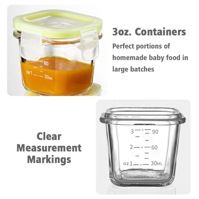 Glass Baby Food Storage Supplier - OEM 120ml Stackable Airtight Lids 4packs